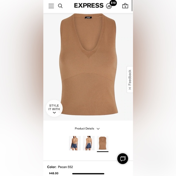 Silky Soft V-Neck Fitted Sweater Tank- size small - Picture 1 of 3